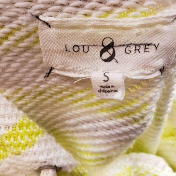 Lou & Grey Striped Hooded Poncho Top S Yellow White Cotton Blend - Picture 5 of 8